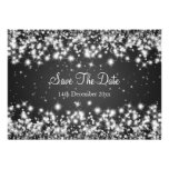 Wedding Save The Date Winter Sparkle Black Announcements