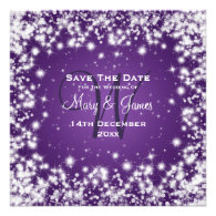 Wedding Save The Date Winter Sparkle Purple Custom Invitation