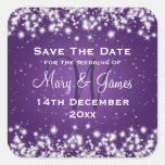Wedding Save The Date Winter Sparkle Purple Sticker