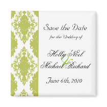 wedding,savethedate,green,black,fancy,classy,cute fridge magnet