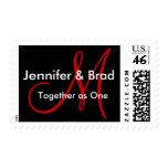 Wedding Saying Names Red Monogram Postage