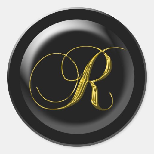 Wedding Seals In Gold Letter R Stickers