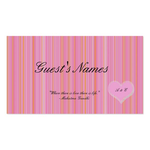 Wedding  Seating Card Template Business Cards (back side)
