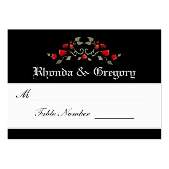 Wedding Seating Cards - Black & Red Roses Matching Large Business Cards (pack Of 100) by juliea2010 at Zazzle