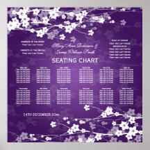 Wedding Seating Chart Cherry Blossom Purple Posters