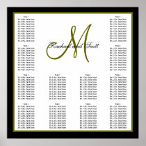 Wedding Seating Chart Monogram Names Poster