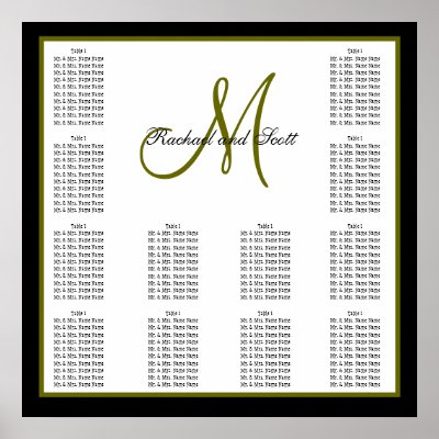 Wedding Seating Chart Monogram Names Poster by monogramgallery
