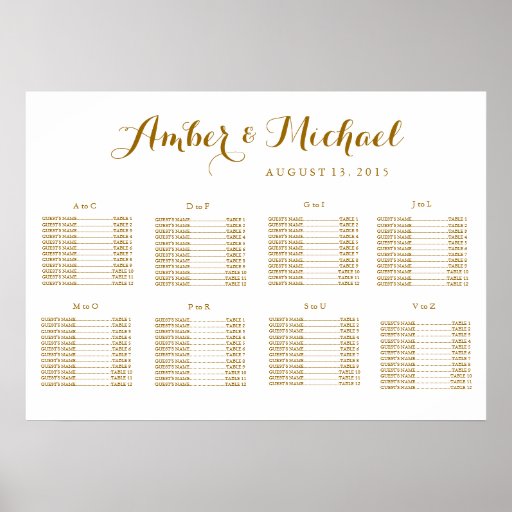 Wedding Seating Chart Poster Zazzle