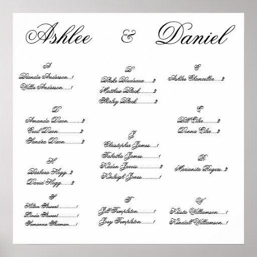 Wedding Seating Chart Poster | Zazzle