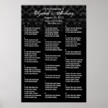 Wedding Seating Chart Poster Black Floral