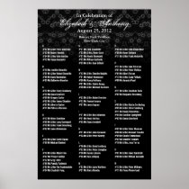 Wedding Seating Chart Poster Black Floral