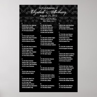 Wedding Seating Chart Poster Black Floral by pixibition