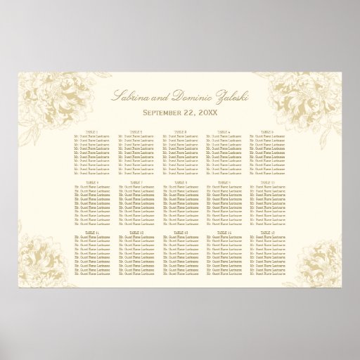 Wedding Seating Chart Poster | Floral Peony Design | Zazzle