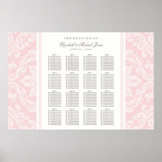 Wedding Seating Chart Poster | Pink Damask