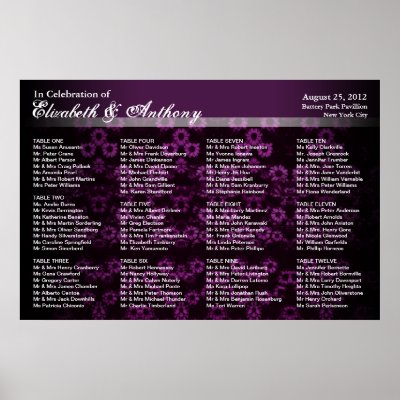 Wedding Seating Chart Poster Purple Vintage by pixibition