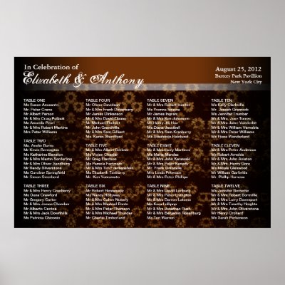 Wedding Seating Chart Poster Sepia by pixibition wedding seating chart