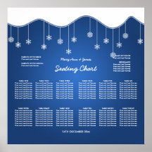 Wedding Seating Chart Snowflake Decoration Blue Poster
