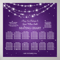 Wedding Seating Chart Sparkling Chain Purple Print