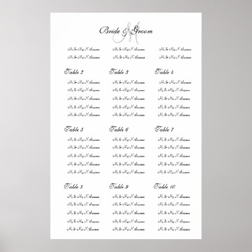 Wedding Seating Chart Template Make Your Own Poster Zazzle