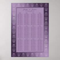 Wedding Seating Plan Chart Purple Metallic Damask Poster