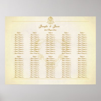 Wedding Seating Plan Chart Vintage Parchment Paper Posters
