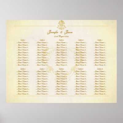 Wedding Seating Plan Chart Vintage Parchment Paper Posters