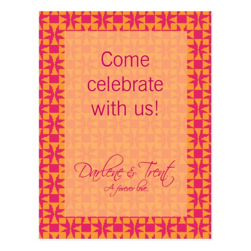 Wedding Shower Invitation (Birini: orange/pink) Postcards