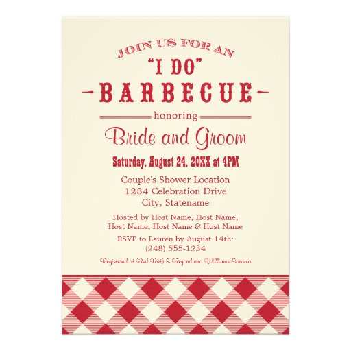 Wedding Shower Invitation | Casual BBQ in Red (front side)