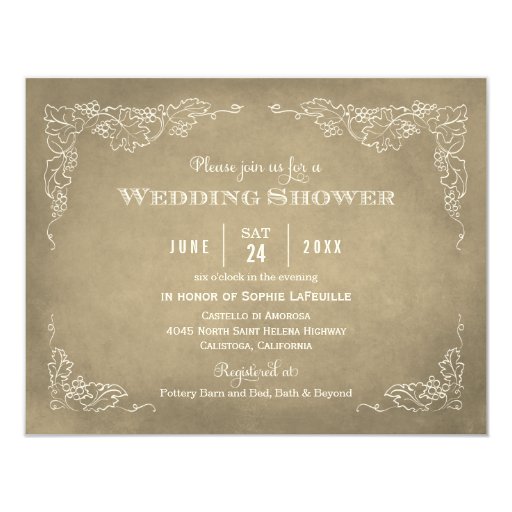 Wedding Shower Invitation | Vintage Vineyard Custom Invite