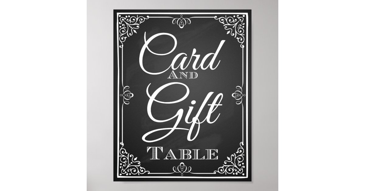 Wedding sign card and gift table chalkboard poster Zazzle