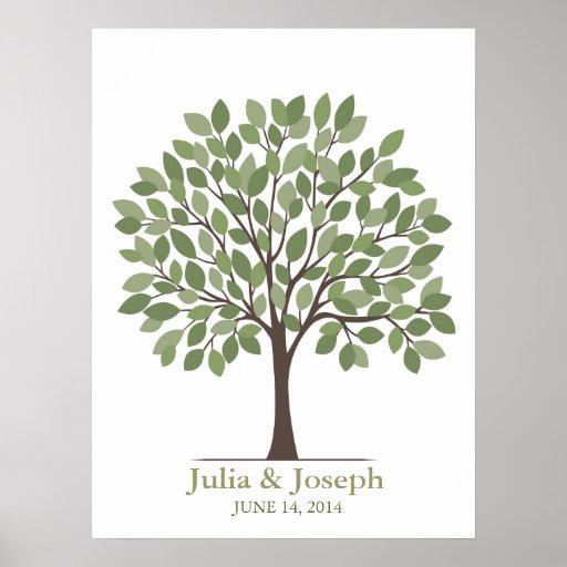 Wedding Signature Tree Poster Natural Green Zazzle
