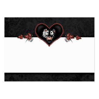 Wedding Skeleton Black Gray Heart BLANK Place Card