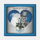 Wedding Skulls - Blue Fridge Magnets