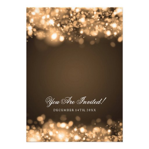 Wedding Sparkling Lights Gold Custom Announcement