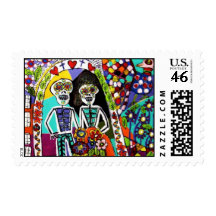 Wedding Stamp Day of the Dead Mexican Couple