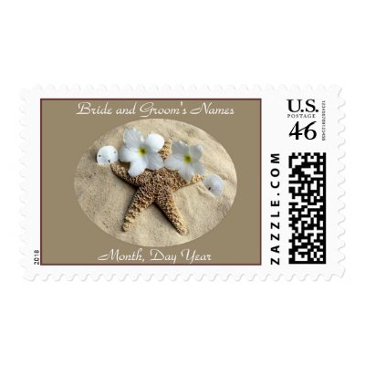 Wedding Stamp with Shells and Flowers - Customized