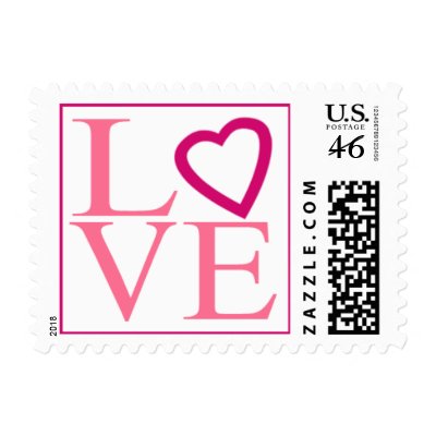 Wedding Stamps Pink And Fuchsia Love Postage