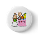 Wedding Stick Figure Couple Button