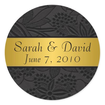 <font size="4"><font color="teal">Wedding sticker black with gold ribbon