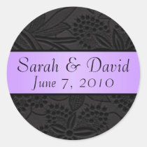Wedding sticker black with lavender ribbon stickers