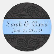 Wedding sticker black with light blue ribbon stickers