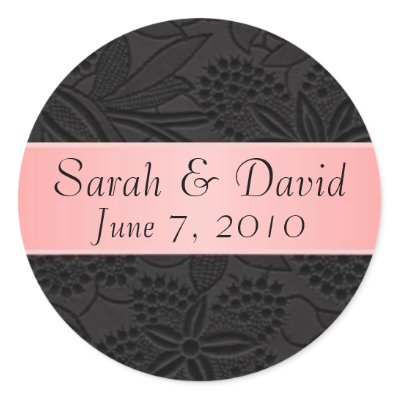 Wedding sticker black with light pink 