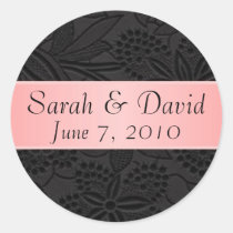 Wedding sticker black with light pink ribbon stickers