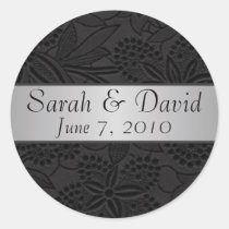 Wedding sticker black with silver ribbon stickers