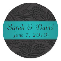 Wedding sticker black with teal ribbon by JoyOfLife Wedding sticker black with teal ribbon