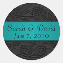 Wedding sticker black with teal ribbon stickers