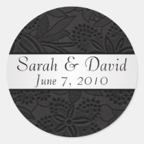 Wedding sticker black with white ribbon stickers