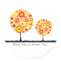 Wedding Stickers - Flower Wishing Tree Orange