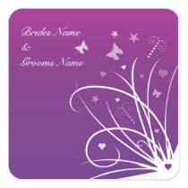 Wedding Stickers - Purple & Pink Butterfly Swirl