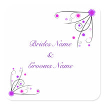 Wedding Stickers - Purple & Pink Flower Swirl